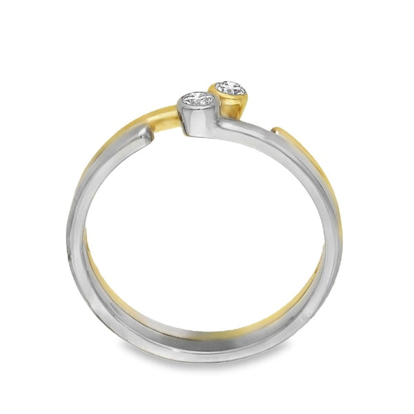 18ct Yellow & White Gold Diamond Ring - Size J½ - 0.10ct