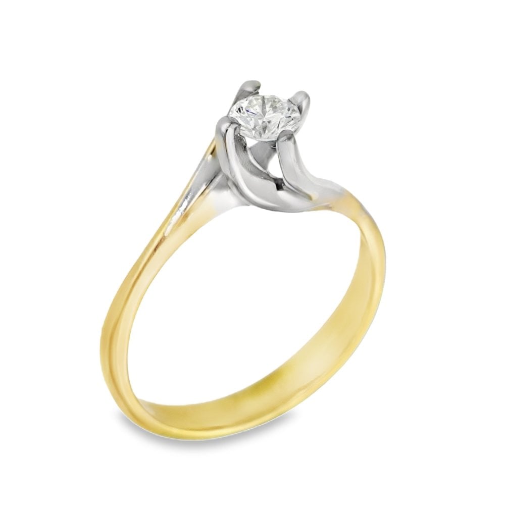 18ct Yellow & White Gold Diamond Twist Engagement Ring - 0.31ct