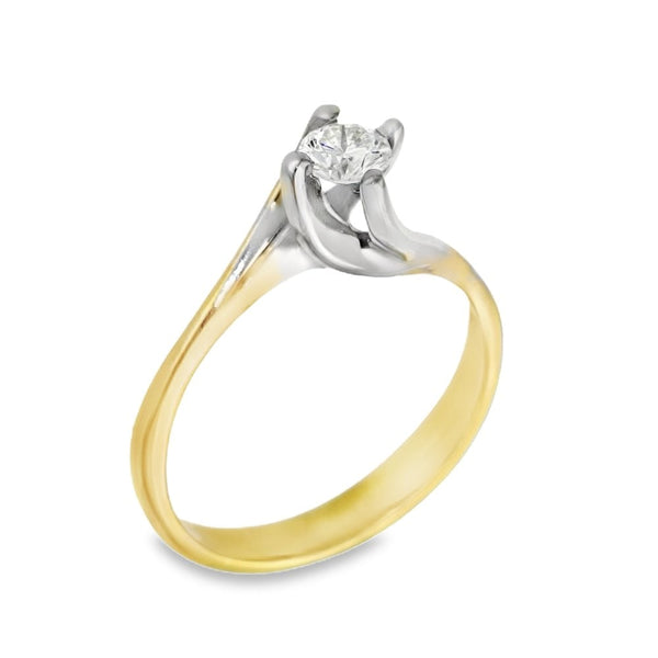 18ct Yellow & White Gold Diamond Twist Engagement Ring - 0.31ct
