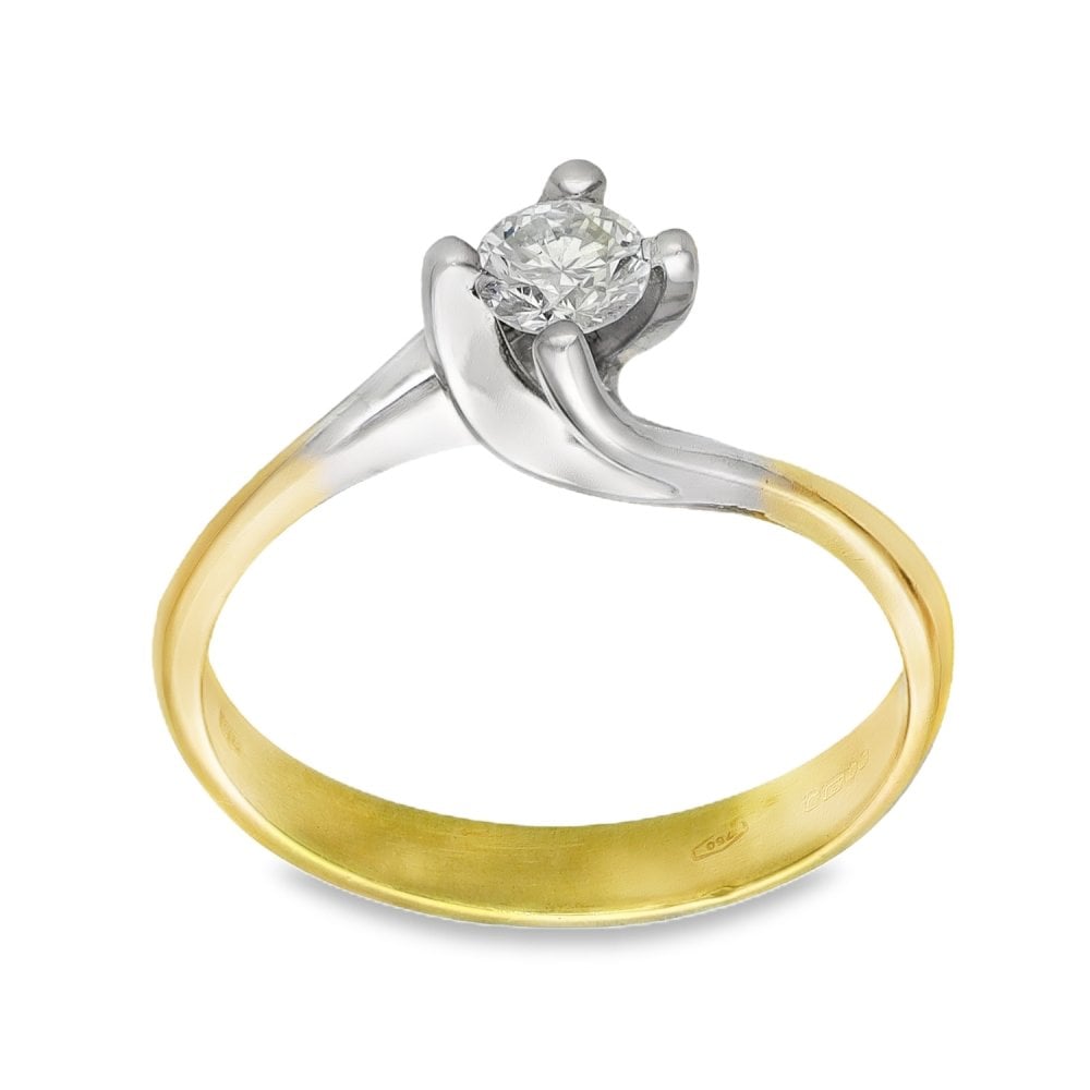 18ct Yellow & White Gold Diamond Twist Engagement Ring - 0.31ct