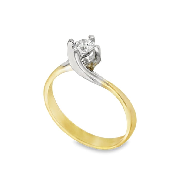 18ct Yellow & White Gold Diamond Twist Engagement Ring - 0.31ct