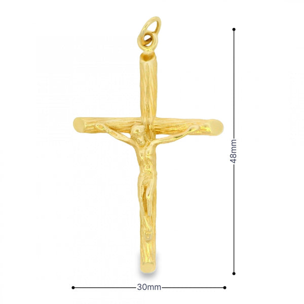 9ct Yellow Gold Crucifix Pendant - 30x48x8mm - 7.2g