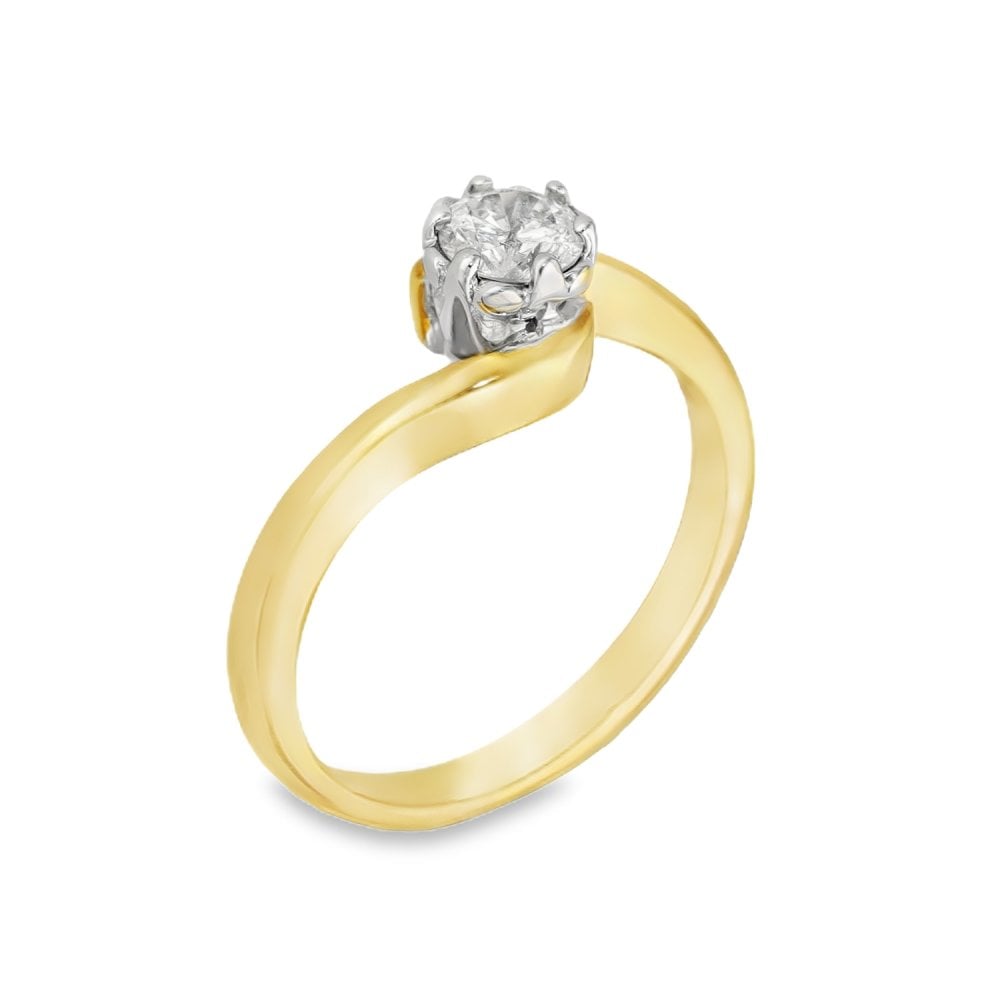 18ct Yellow Gold Diamond Twist Engagement Ring - 0.33ct