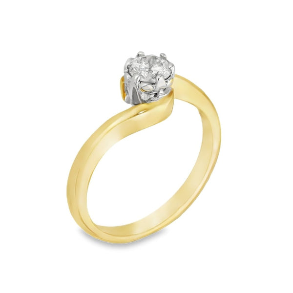 18ct Yellow Gold Diamond Twist Engagement Ring - 0.33ct
