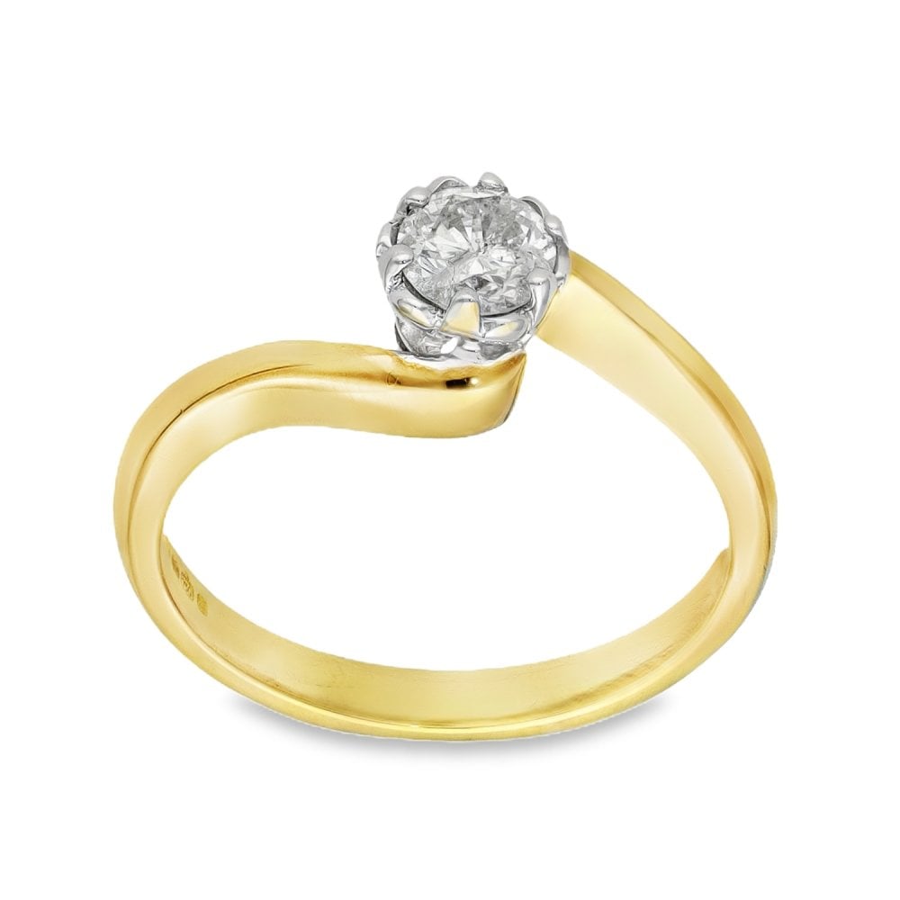 18ct Yellow Gold Diamond Twist Engagement Ring - 0.33ct