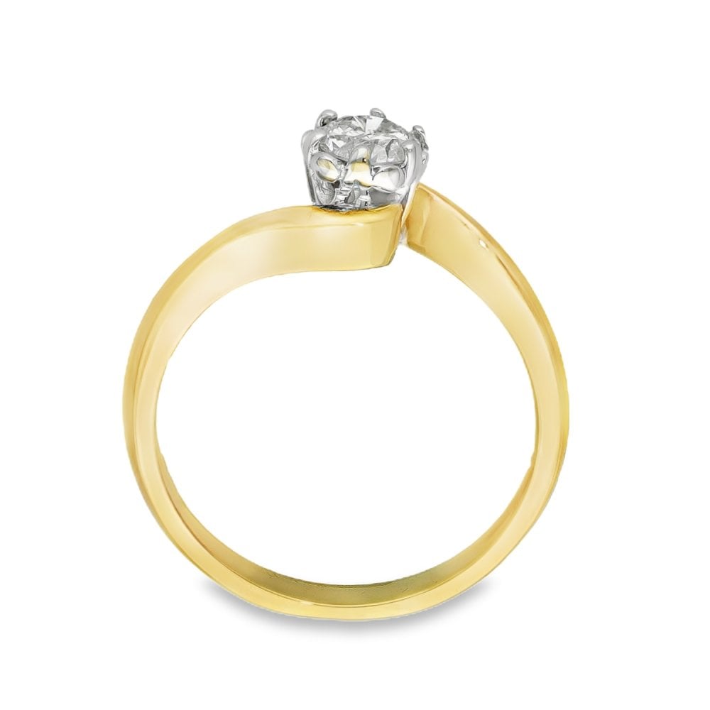 18ct Yellow Gold Diamond Twist Engagement Ring - 0.33ct