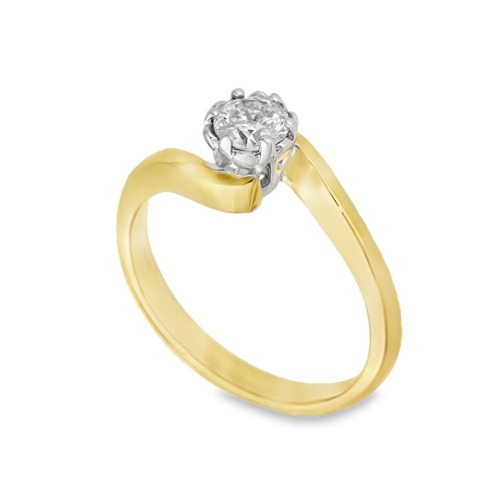 18ct Yellow Gold Diamond Twist Engagement Ring - 0.33ct