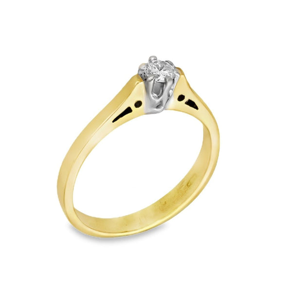 18ct Yellow Gold Diamond Engagement Ring - Size L - 0.15ct