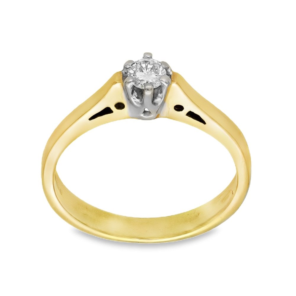 18ct Yellow Gold Diamond Engagement Ring - Size L - 0.15ct