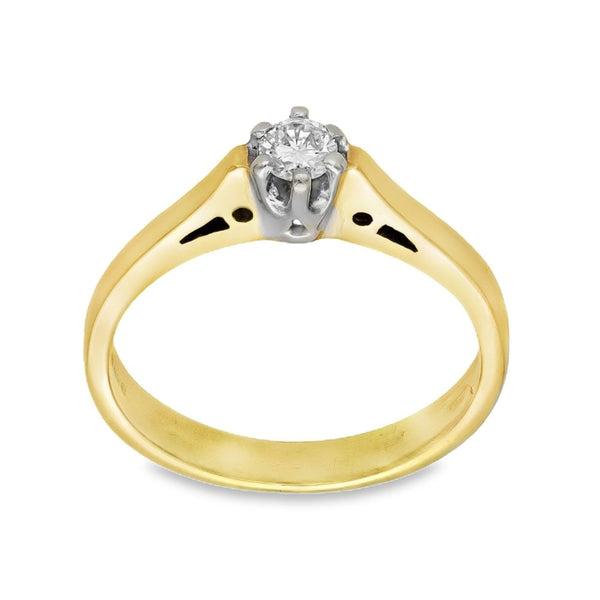 18ct Yellow Gold Diamond Engagement Ring - Size L - 0.15ct