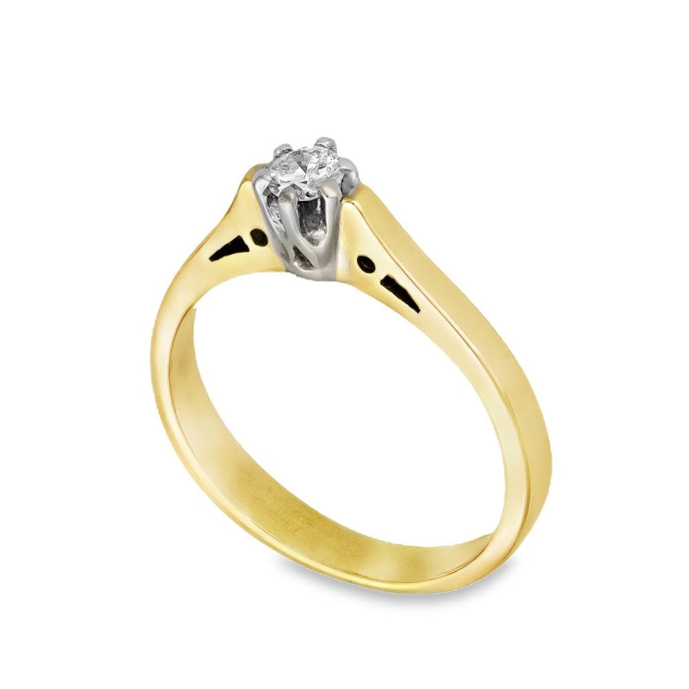 18ct Yellow Gold Diamond Engagement Ring - Size L - 0.15ct