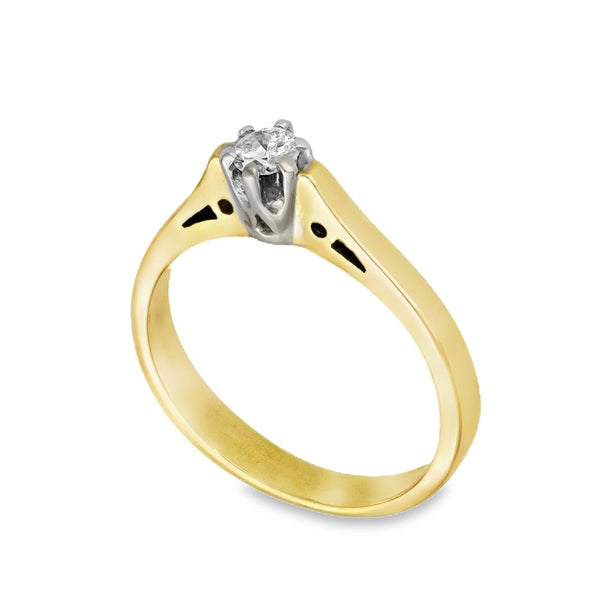 18ct Yellow Gold Diamond Engagement Ring - Size L - 0.15ct
