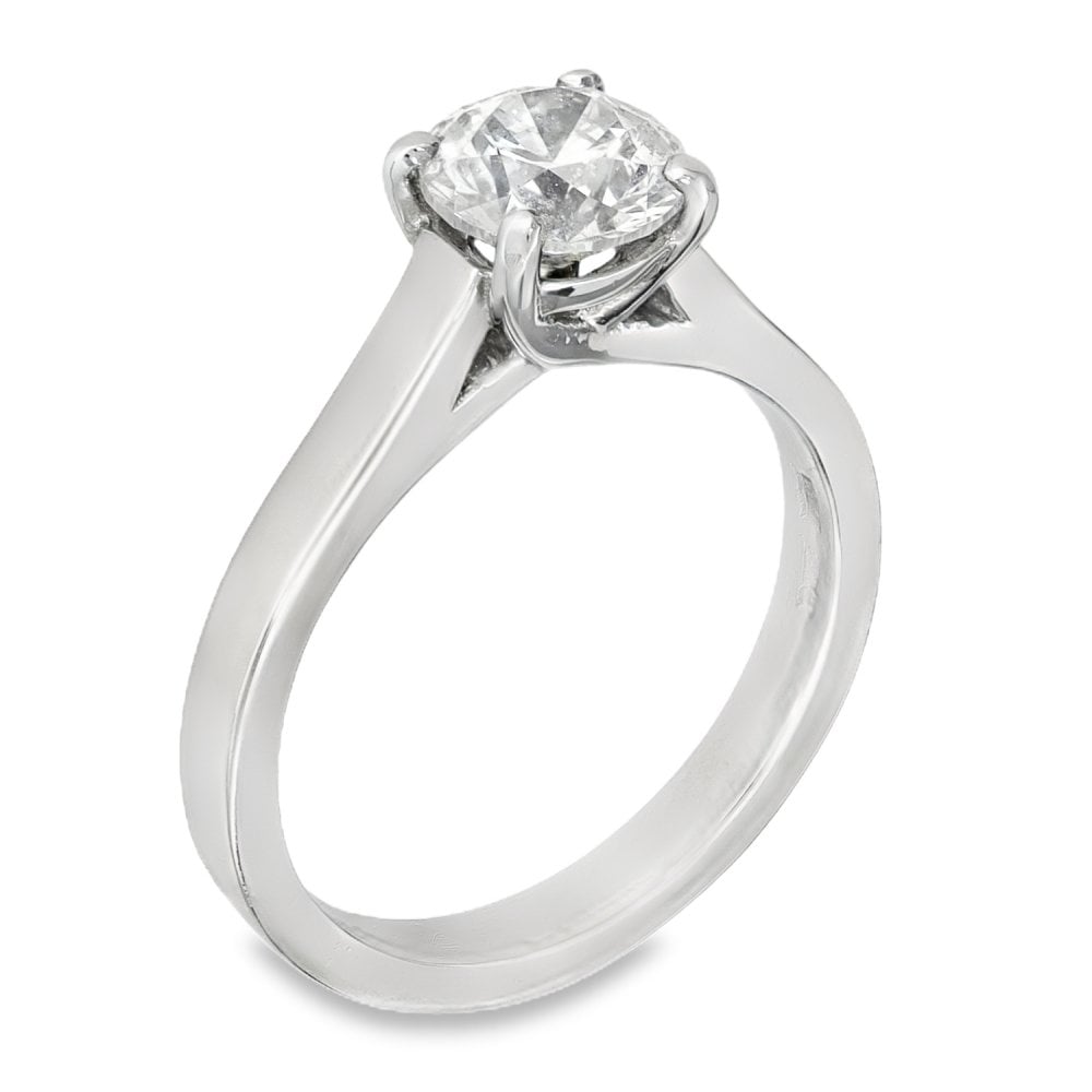 Platinum Diamond Solitaire Engagement Ring - Size M - 1.31ct