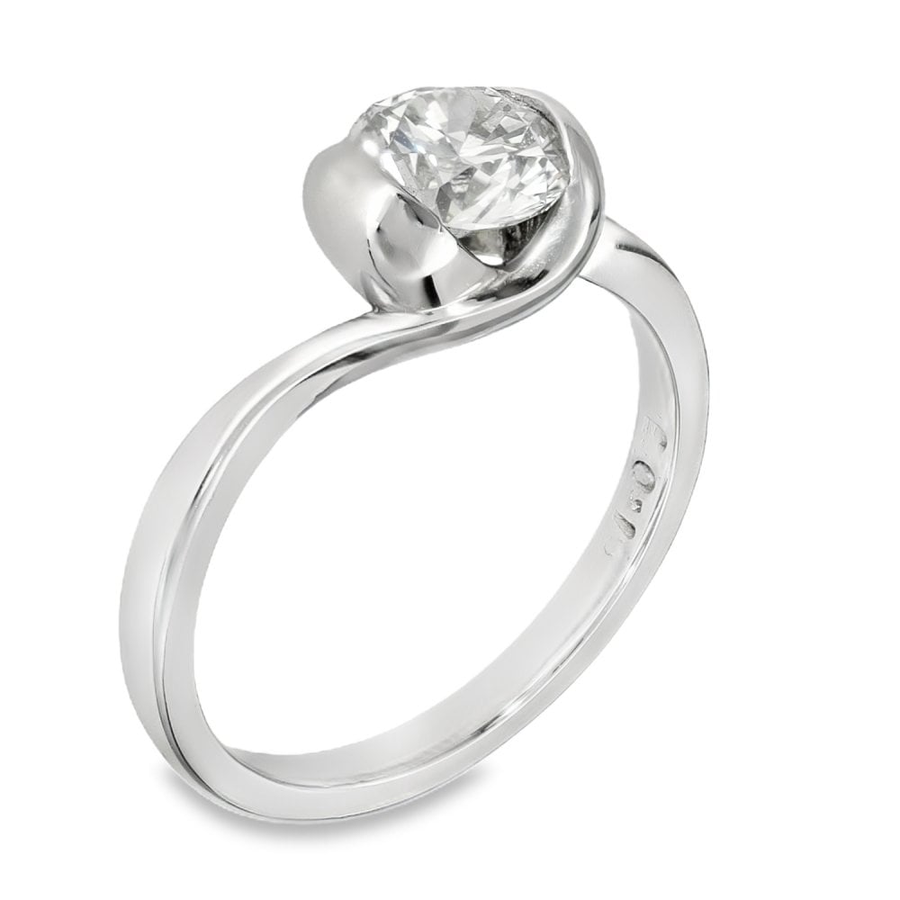 Platinum Diamond Twist Engagement Ring - Size M½ - 1.03ct