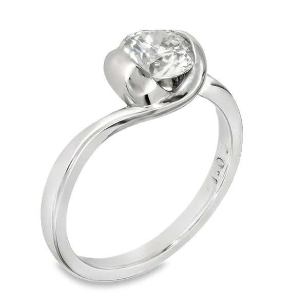 Platinum Diamond Twist Engagement Ring - Size M½ - 1.03ct