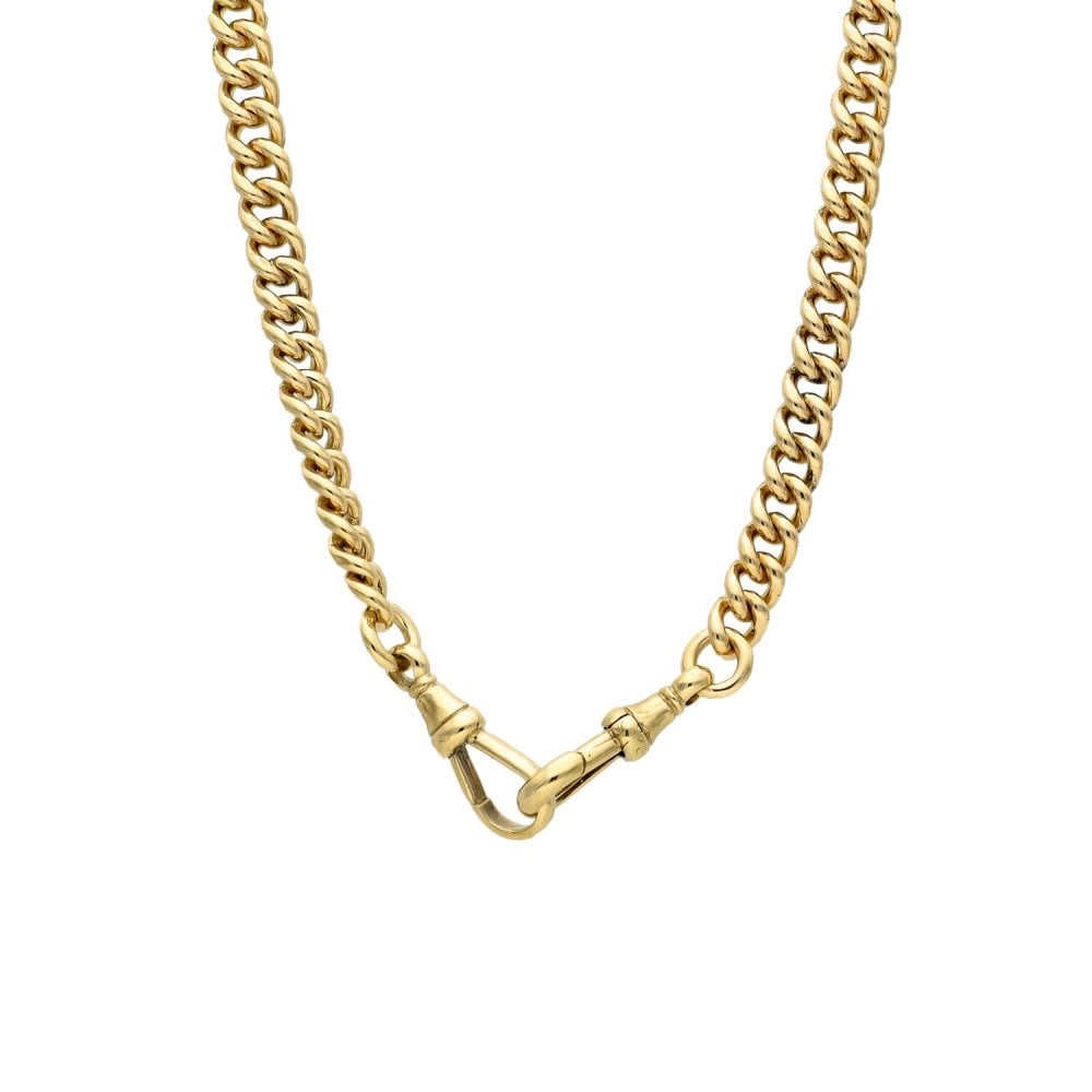 9ct Yellow Gold Albert Chain & T-Bar Pendant - 8.5" - 50.0g