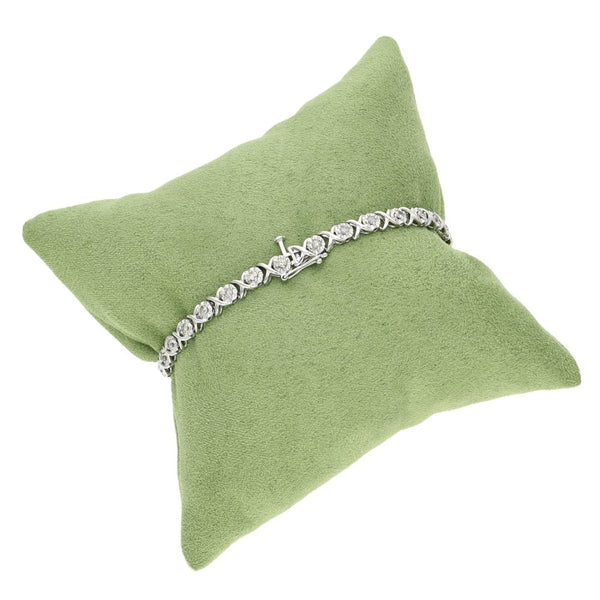 Ladies 9ct White Gold Diamond Set Bracelet - 7" - 6.0g