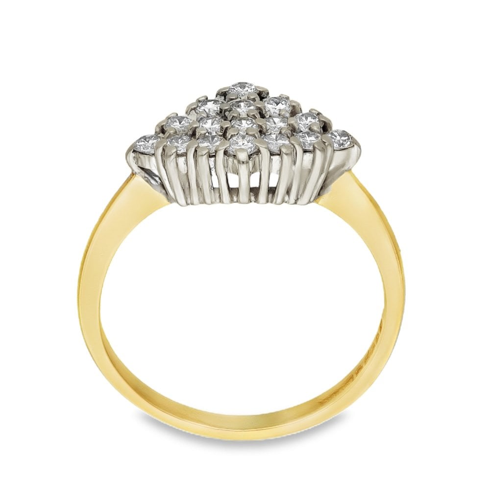 18ct Yellow Gold Diamond Cluster Ring - Size K - 0.35ct
