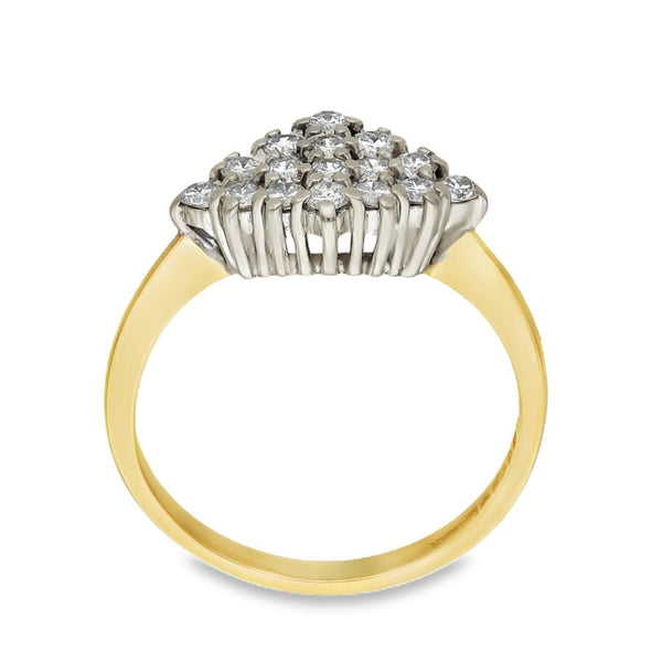 18ct Yellow Gold Diamond Cluster Ring - Size K - 0.35ct