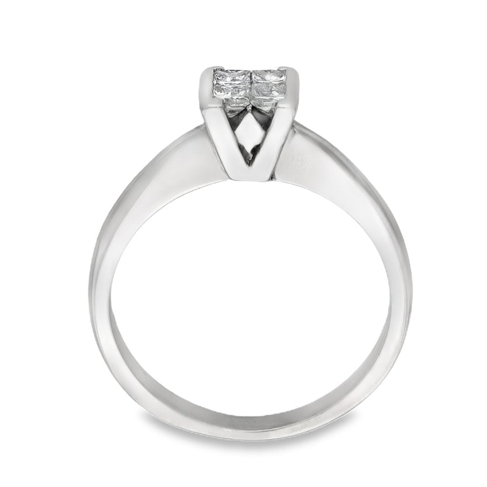 18ct White Gold Diamond Cluster Ring - Size M - 0.36ct