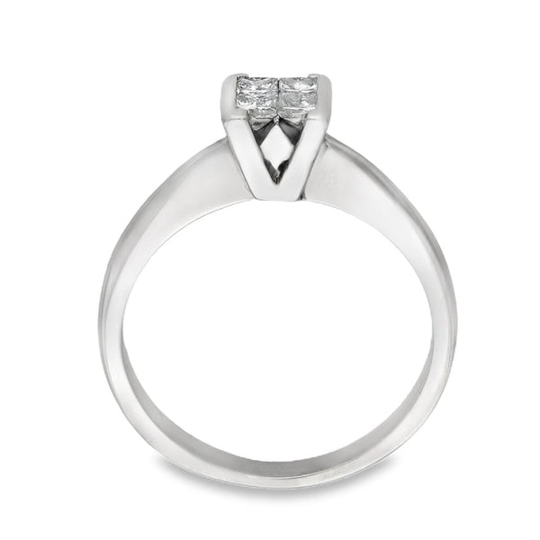 18ct White Gold Diamond Cluster Ring - Size M - 0.36ct