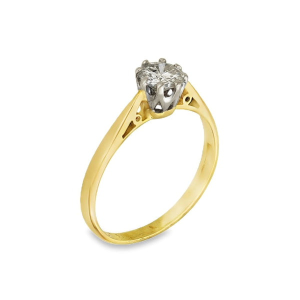 18ct Yellow Gold Diamond Engagement Ring - Size N - 0.55ct