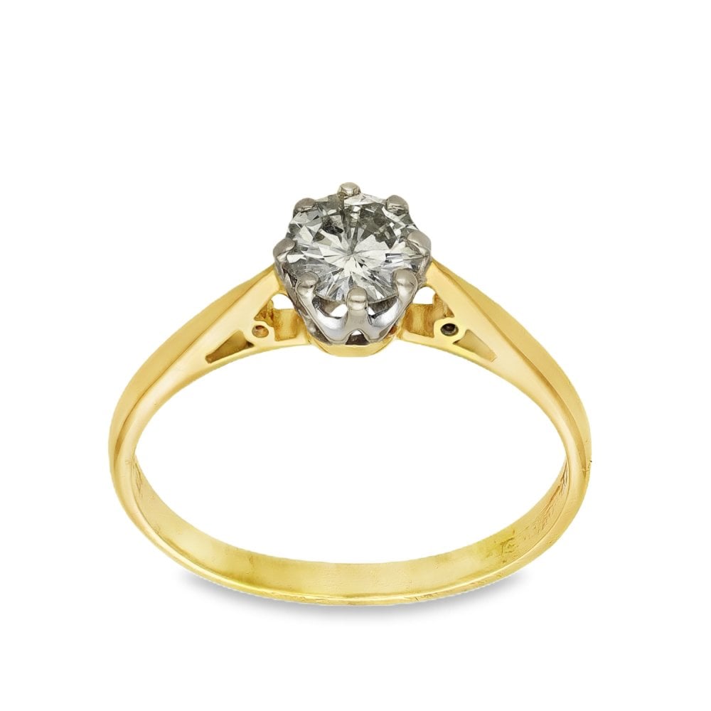 18ct Yellow Gold Diamond Engagement Ring - Size N - 0.55ct