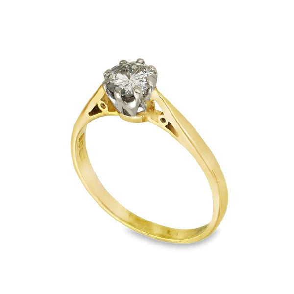 18ct Yellow Gold Diamond Engagement Ring - Size N - 0.55ct