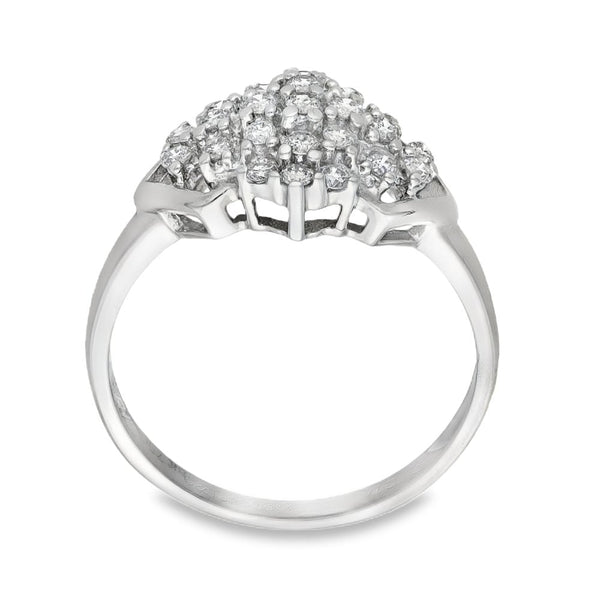 18ct White Gold Diamond Cluster Ring - Size O - 0.50ct