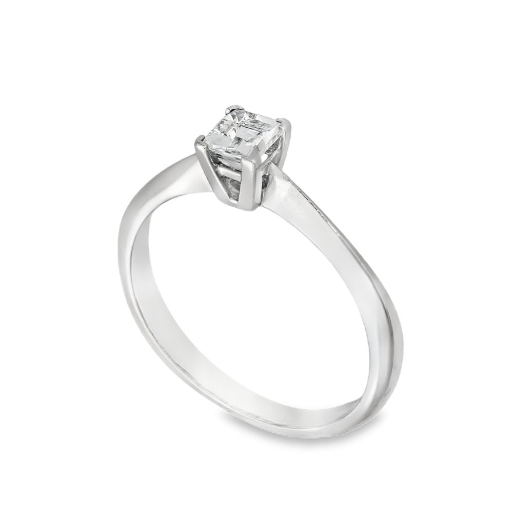Platinum Diamond Solitaire Engagement Ring - Size L - 0.38ct
