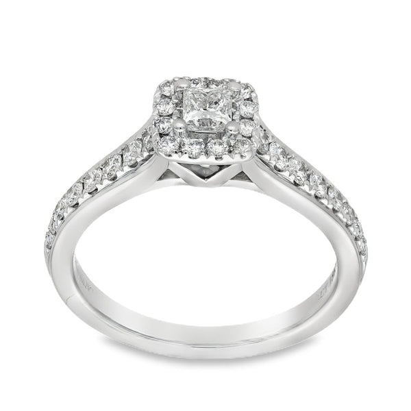 18ct White Gold Diamond Cluster Ring - Size O - 0.23ct