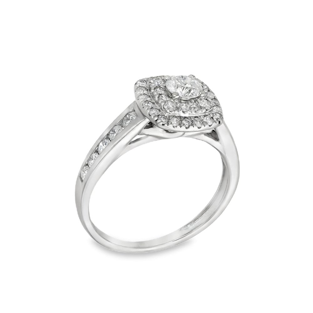 18ct White Gold Diamond Cluster Ring - Size K½ - 0.70ct