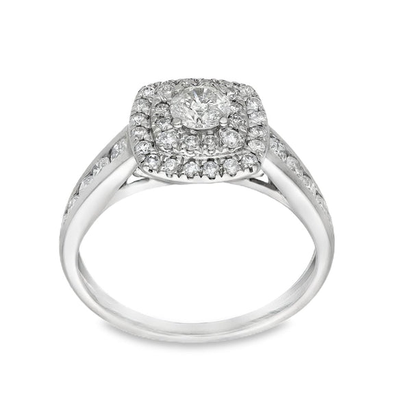 18ct White Gold Diamond Cluster Ring - Size K½ - 0.70ct
