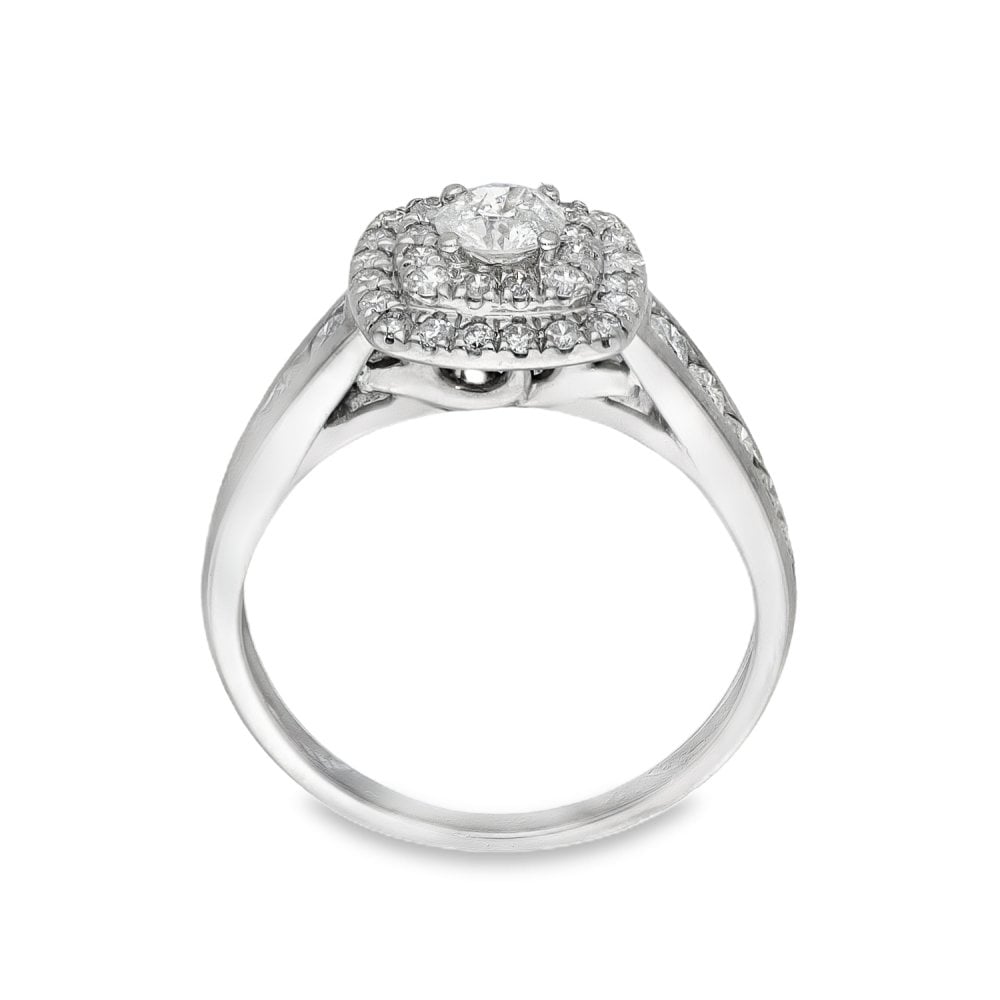 18ct White Gold Diamond Cluster Ring - Size K½ - 0.70ct