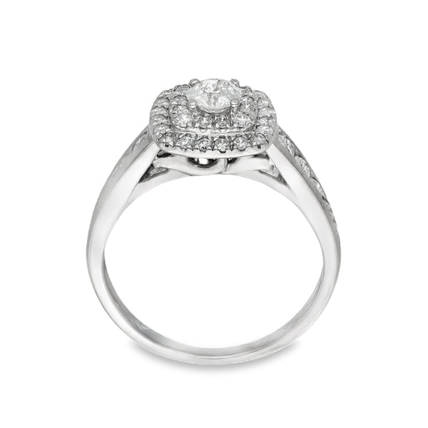 18ct White Gold Diamond Cluster Ring - Size K½ - 0.70ct