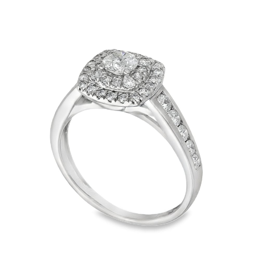 18ct White Gold Diamond Cluster Ring - Size K½ - 0.70ct