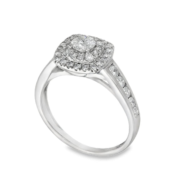 18ct White Gold Diamond Cluster Ring - Size K½ - 0.70ct
