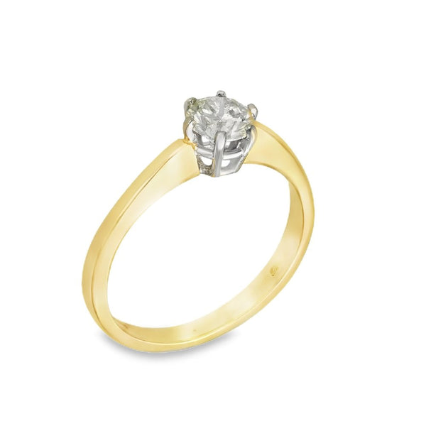 18ct Yellow Gold Diamond Engagement Ring - Size M½ - 0.58ct