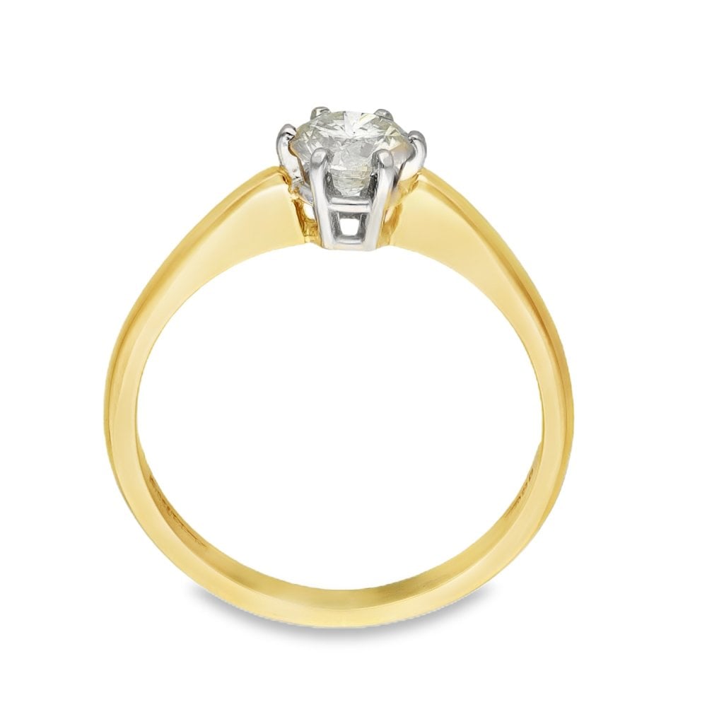 18ct Yellow Gold Diamond Engagement Ring - Size M½ - 0.58ct