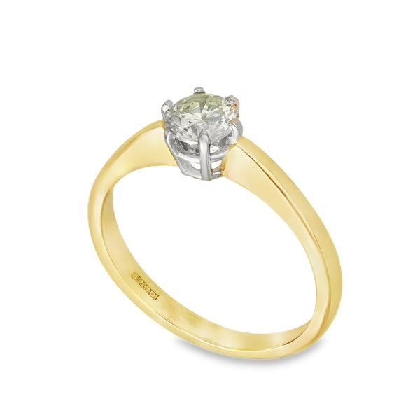 18ct Yellow Gold Diamond Engagement Ring - Size M½ - 0.58ct