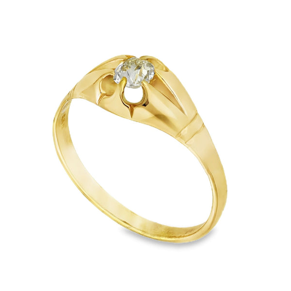 18ct Yellow Gold Diamond Solitaire Ring - Size V - 0.40ct
