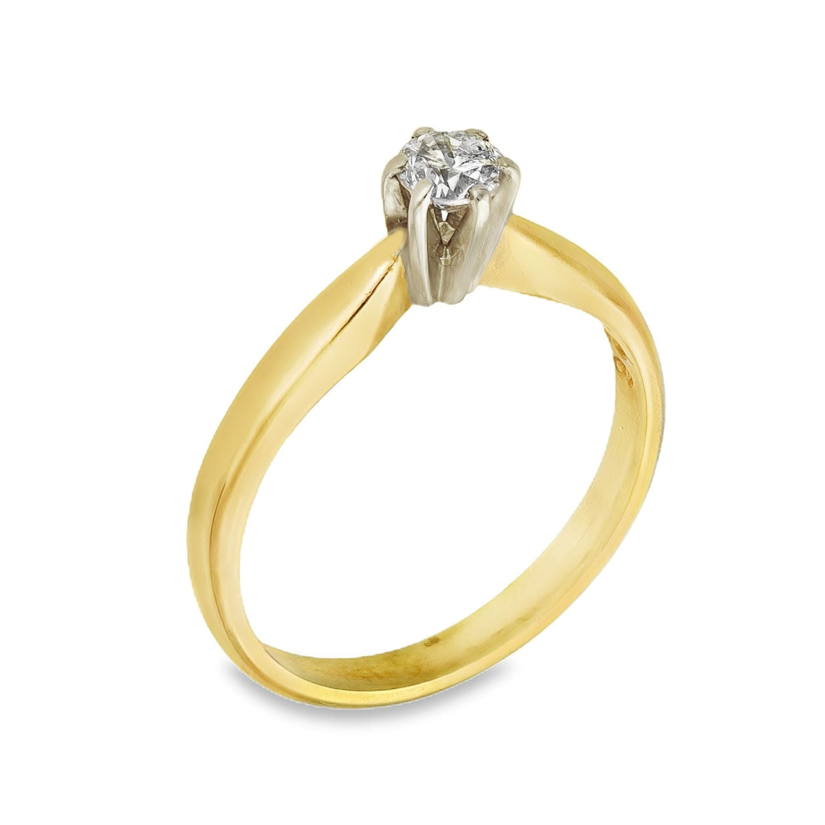 18ct Yellow Gold Diamond Engagement Ring - Size K½ - 0.26ct