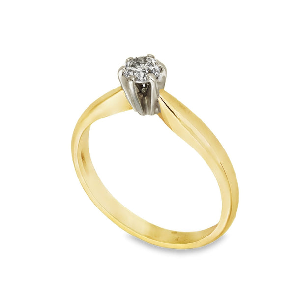 18ct Yellow Gold Diamond Engagement Ring - Size K½ - 0.26ct