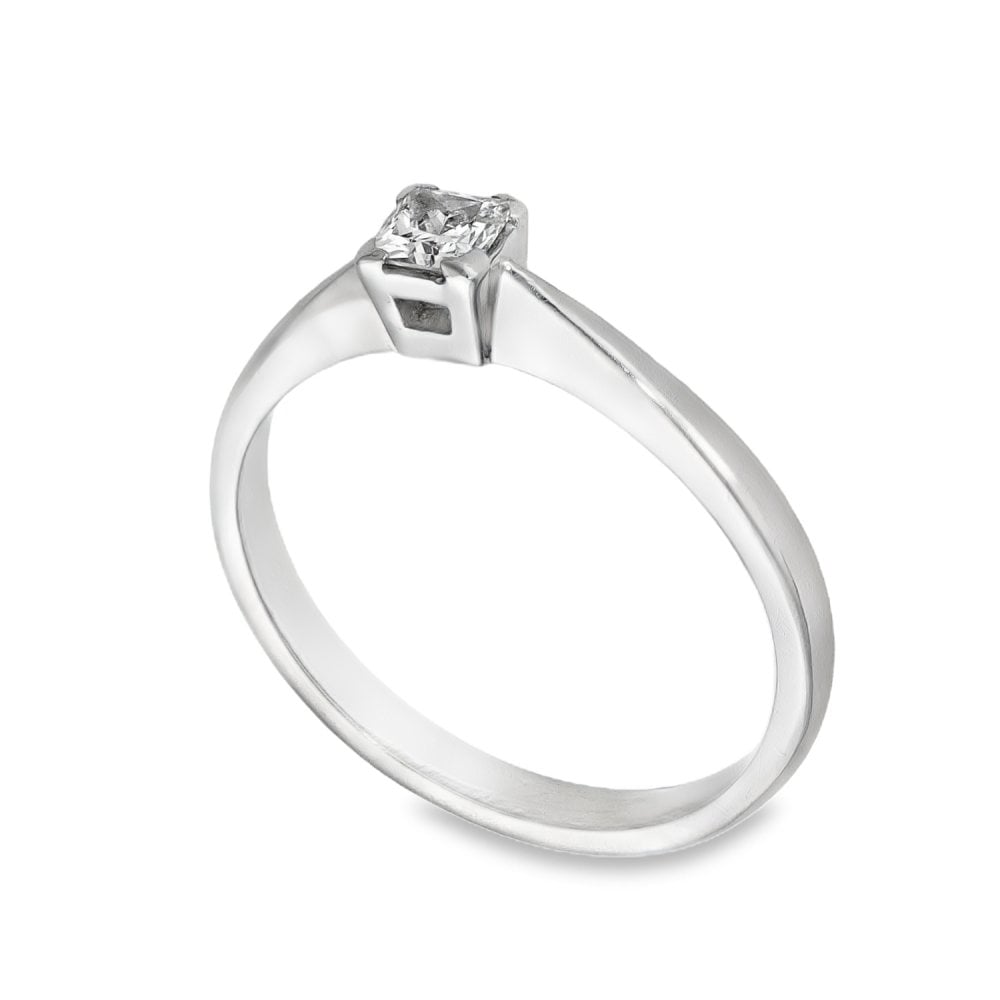 18ct White Gold Diamond Engagement Ring - Size N½ - 0.23ct