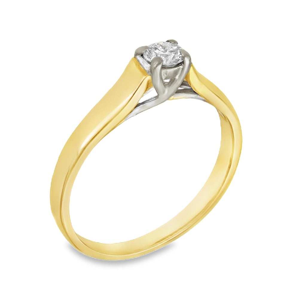 18ct Yellow Gold Diamond Engagement Ring - Size O - 0.25ct