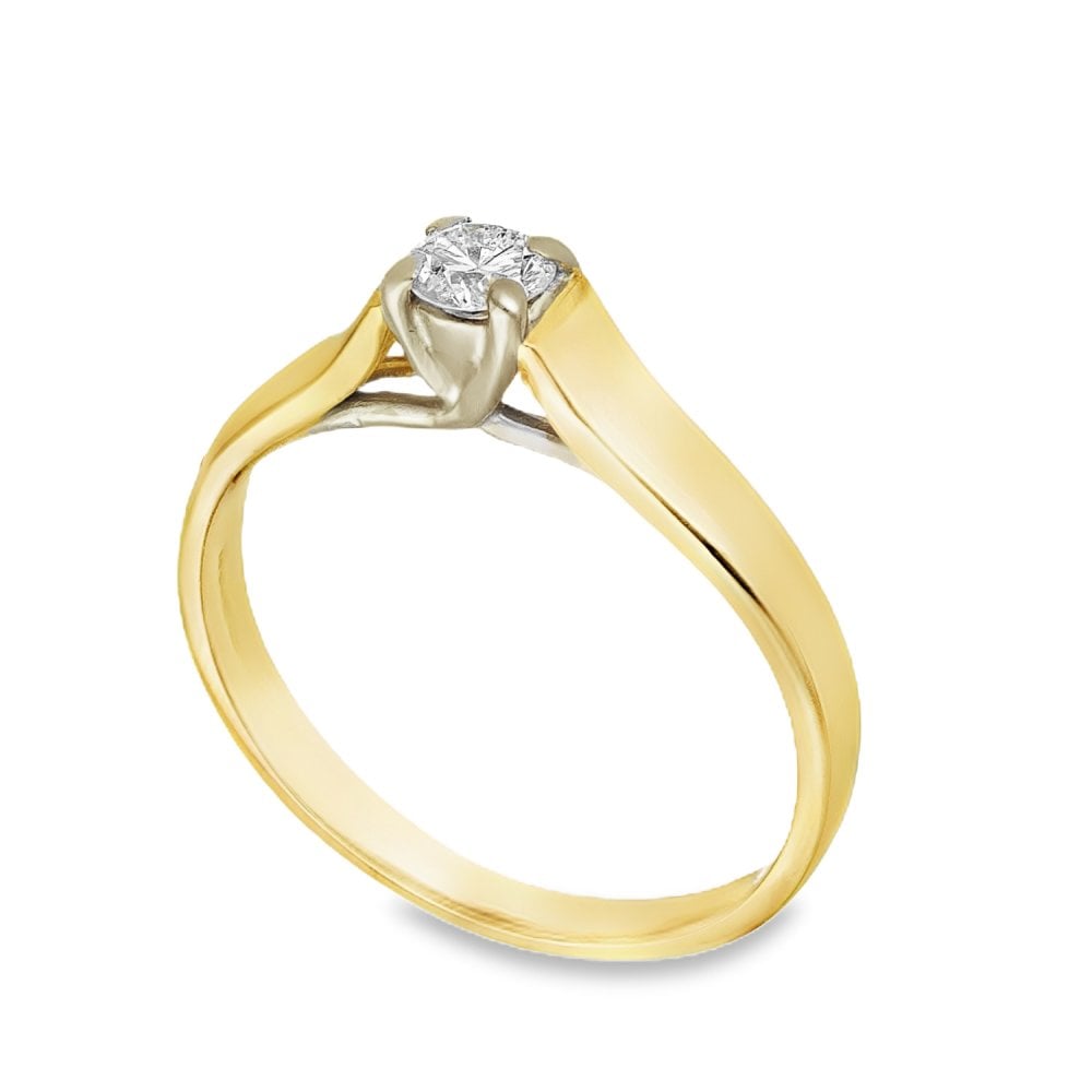 18ct Yellow Gold Diamond Engagement Ring - Size O - 0.25ct
