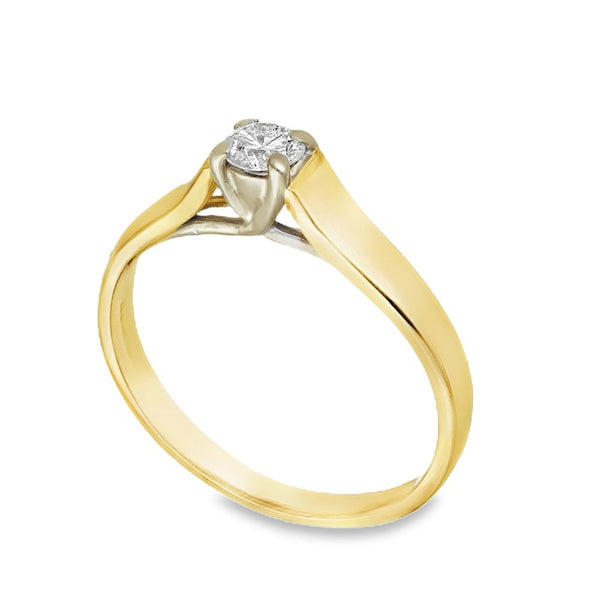 18ct Yellow Gold Diamond Engagement Ring - Size O - 0.25ct