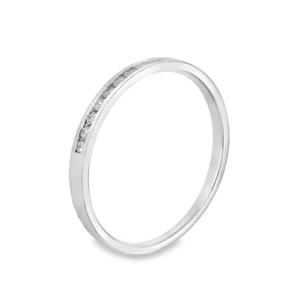 9ct White Gold Half-Eternity Diamond Ring - Size K½ - 0.10ct