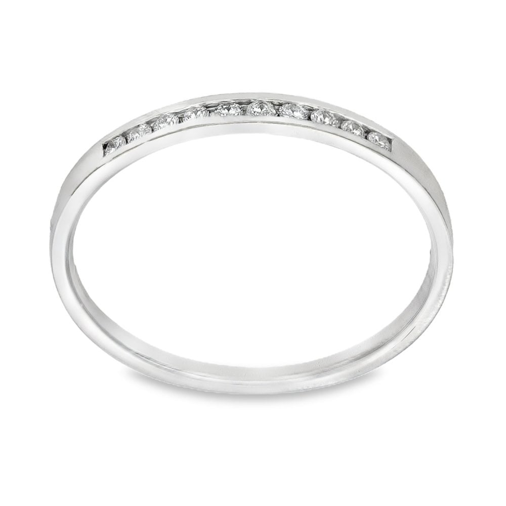 9ct White Gold Half-Eternity Diamond Ring - Size K½ - 0.10ct