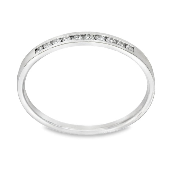 9ct White Gold Half-Eternity Diamond Ring - Size K½ - 0.10ct